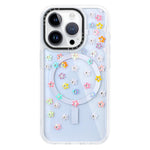 JAUCASE For iPhone 14 Pro Max Case Rhinestone Flower Pattern Phone Cover Compatible with MagSafe