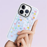 JAUCASE For iPhone 14 Pro Max Case Rhinestone Flower Pattern Phone Cover Compatible with MagSafe