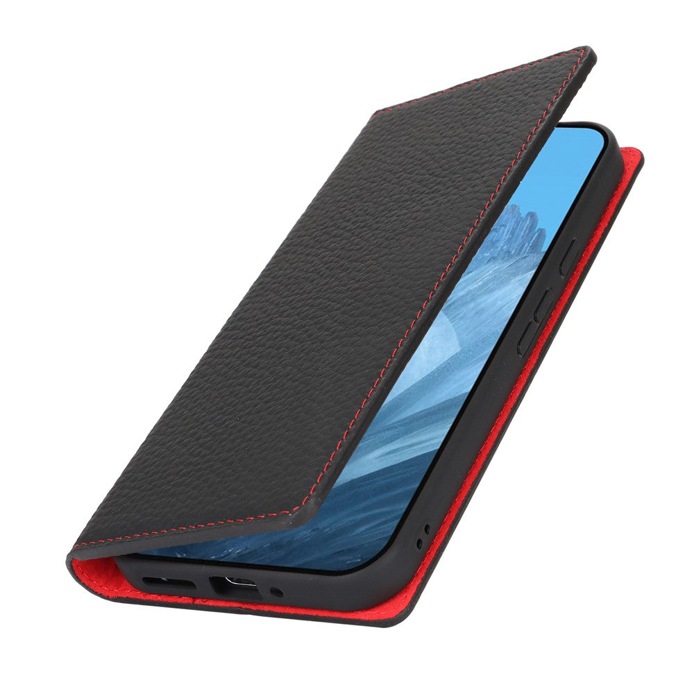 For Google Pixel 9 Pro XL Case Litchi Texture Genuine Cow Leather Phone Cover