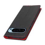 For Google Pixel 9 Pro XL Case Litchi Texture Genuine Cow Leather Phone Cover