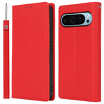 For Google Pixel 9 Pro XL Case Litchi Texture Genuine Cow Leather Phone Cover