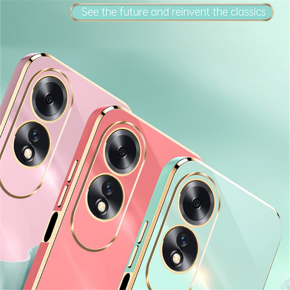 XINLI For Oppo A60 4G Case Kickstand Electroplating Gold Edge TPU Phone Cover