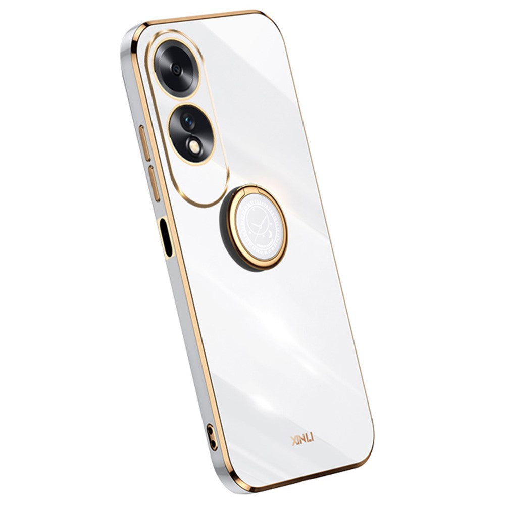 XINLI For Oppo A60 4G Case Kickstand Electroplating Gold Edge TPU Phone Cover