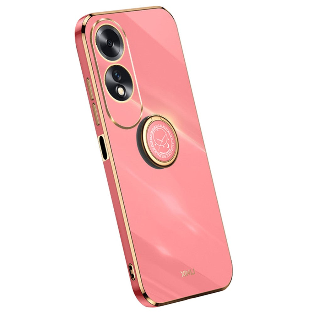 XINLI For Oppo A60 4G Case Kickstand Electroplating Gold Edge TPU Phone Cover