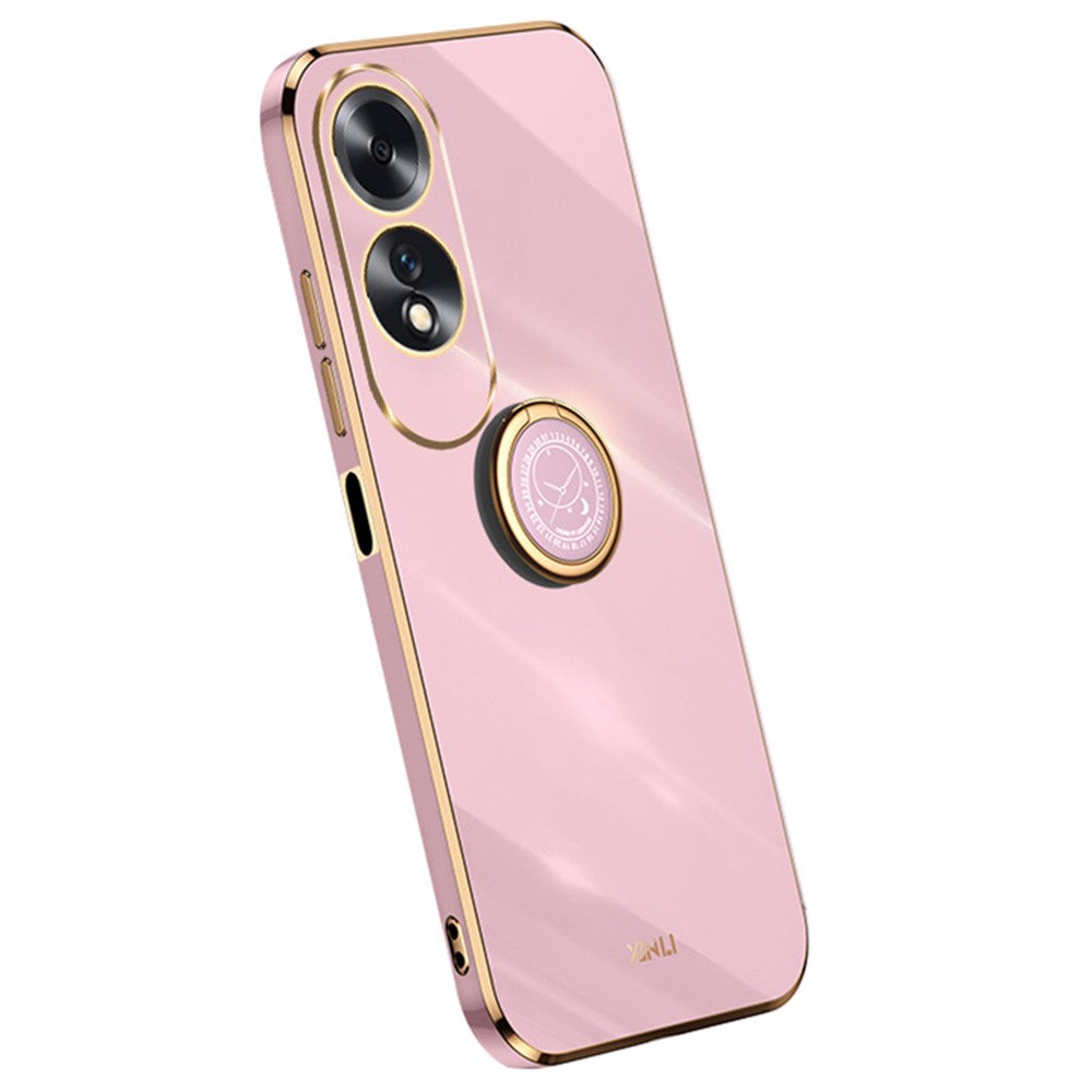XINLI For Oppo A60 4G Case Kickstand Electroplating Gold Edge TPU Phone Cover
