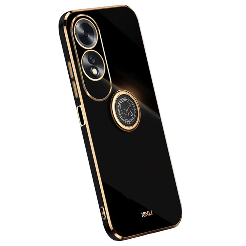 XINLI For Oppo A60 4G Case Kickstand Electroplating Gold Edge TPU Phone Cover
