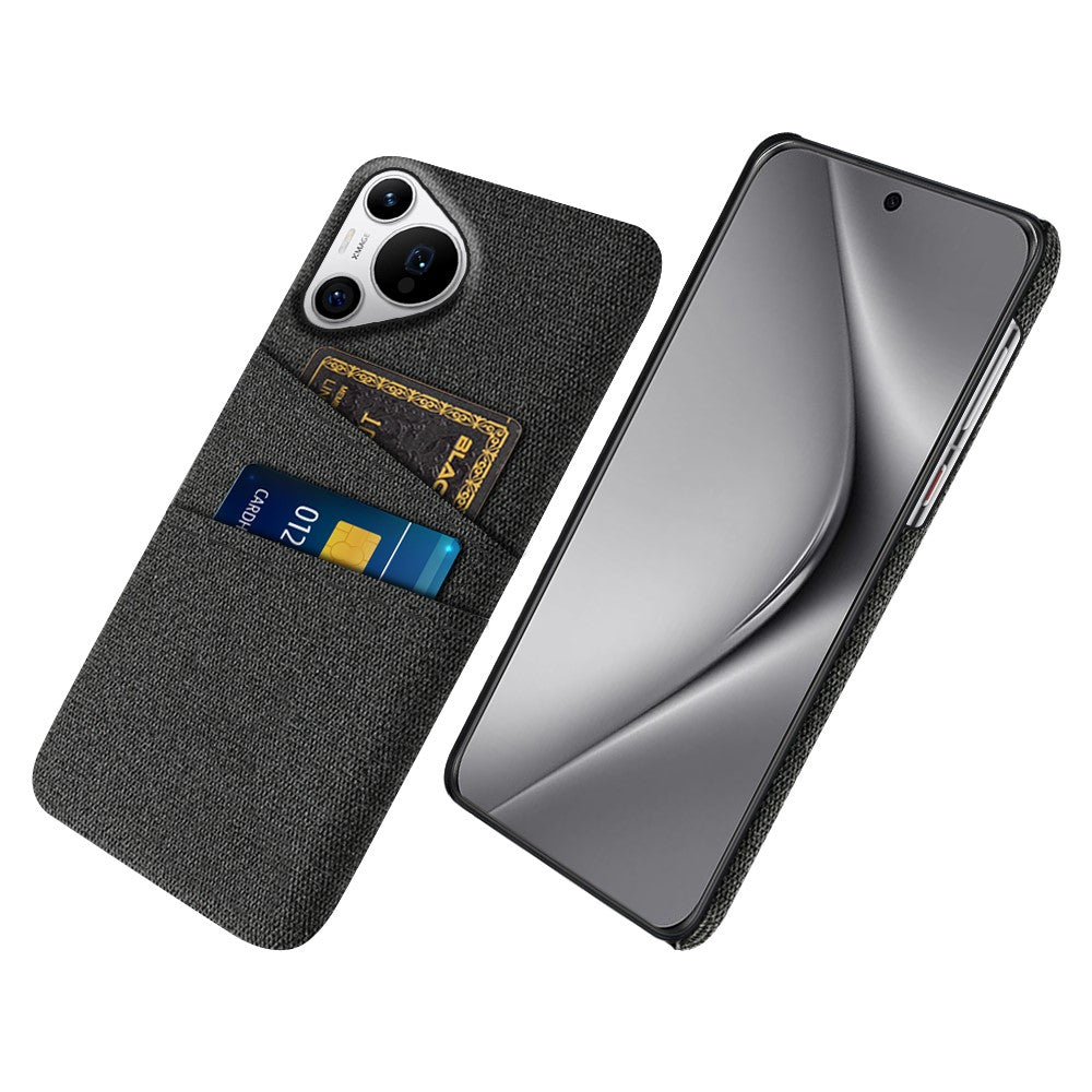 Huawei Pura 70 Pro / Pura 70 Pro+ fodral med korthållare, hårt PC-fodral med tygskydd för mobilen