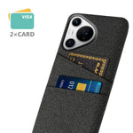 Huawei Pura 70 Pro / Pura 70 Pro+ fodral med korthållare, hårt PC-fodral med tygskydd för mobilen