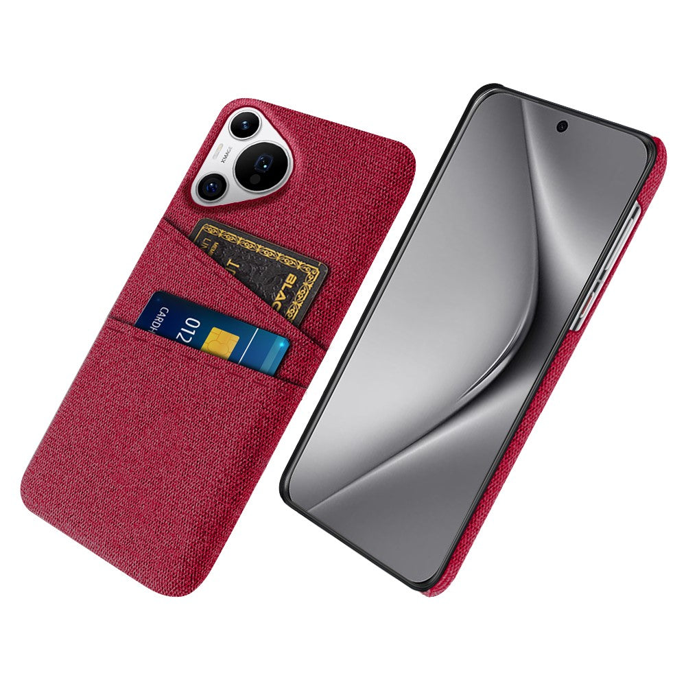 Huawei Pura 70 Pro / Pura 70 Pro+ fodral med korthållare, hårt PC-fodral med tygskydd för mobilen