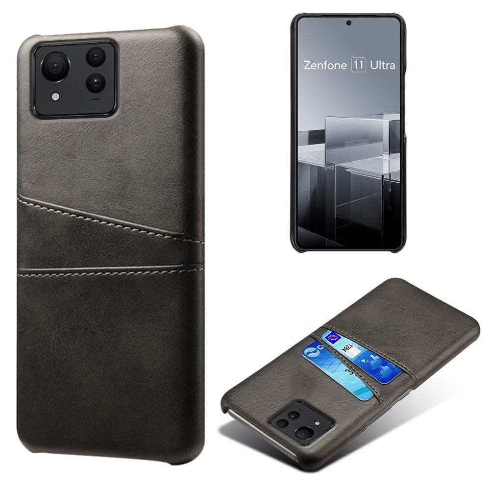 Til Asus Zenfone 11 Ultra 5G Cover Læderbelagt PC Telefoncover med 2 Kortlommer