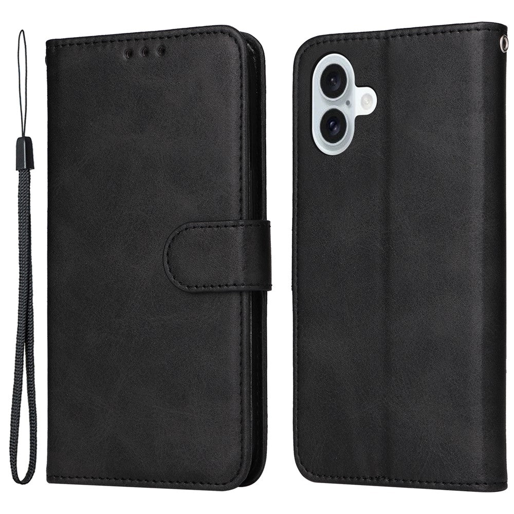 Til iPhone 16 Plus Læderpungcover Kalveskindsstruktur Magnetisk Lås Mobiltelefoncover