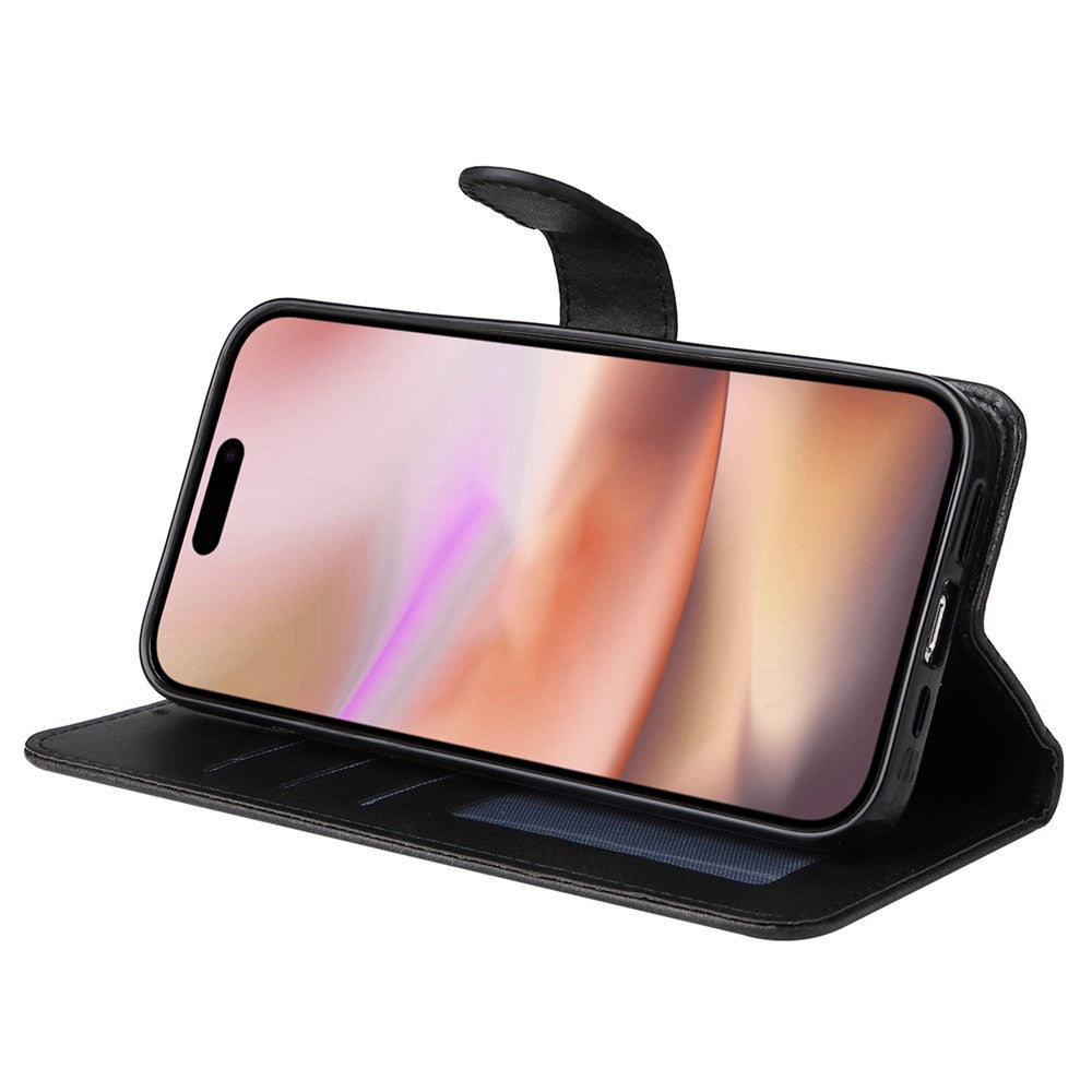 Til iPhone 16 Plus Læderpungcover Kalveskindsstruktur Magnetisk Lås Mobiltelefoncover