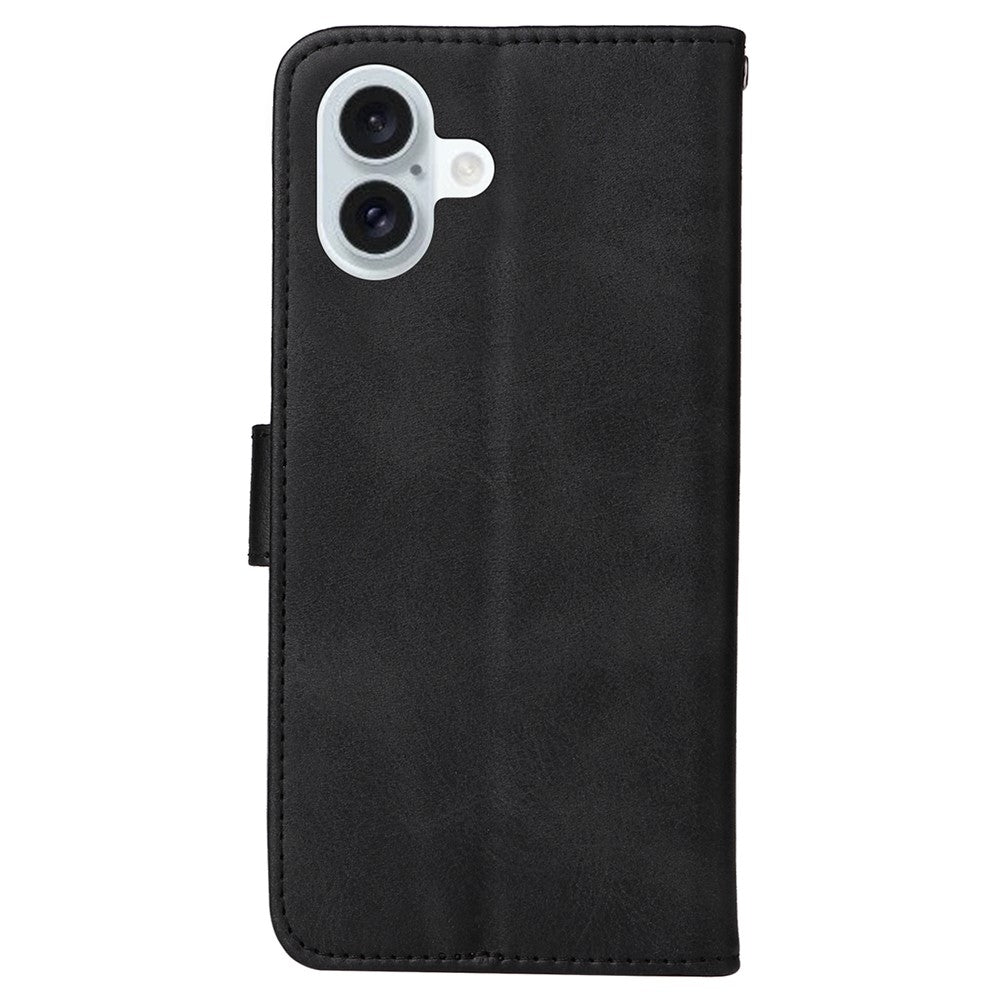 Til iPhone 16 Plus Læderpungcover Kalveskindsstruktur Magnetisk Lås Mobiltelefoncover