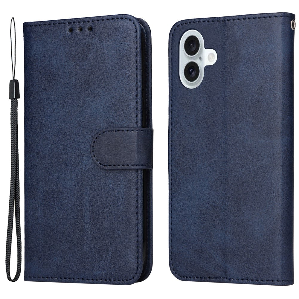 Til iPhone 16 Plus Læderpungcover Kalveskindsstruktur Magnetisk Lås Mobiltelefoncover