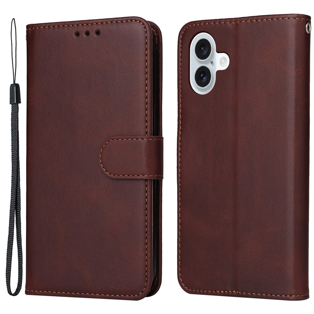 Til iPhone 16 Plus Læderpungcover Kalveskindsstruktur Magnetisk Lås Mobiltelefoncover