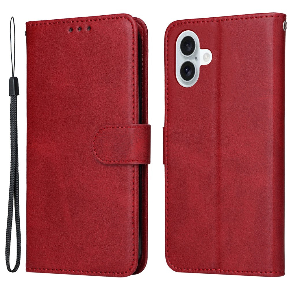 Til iPhone 16 Plus Læderpungcover Kalveskindsstruktur Magnetisk Lås Mobiltelefoncover
