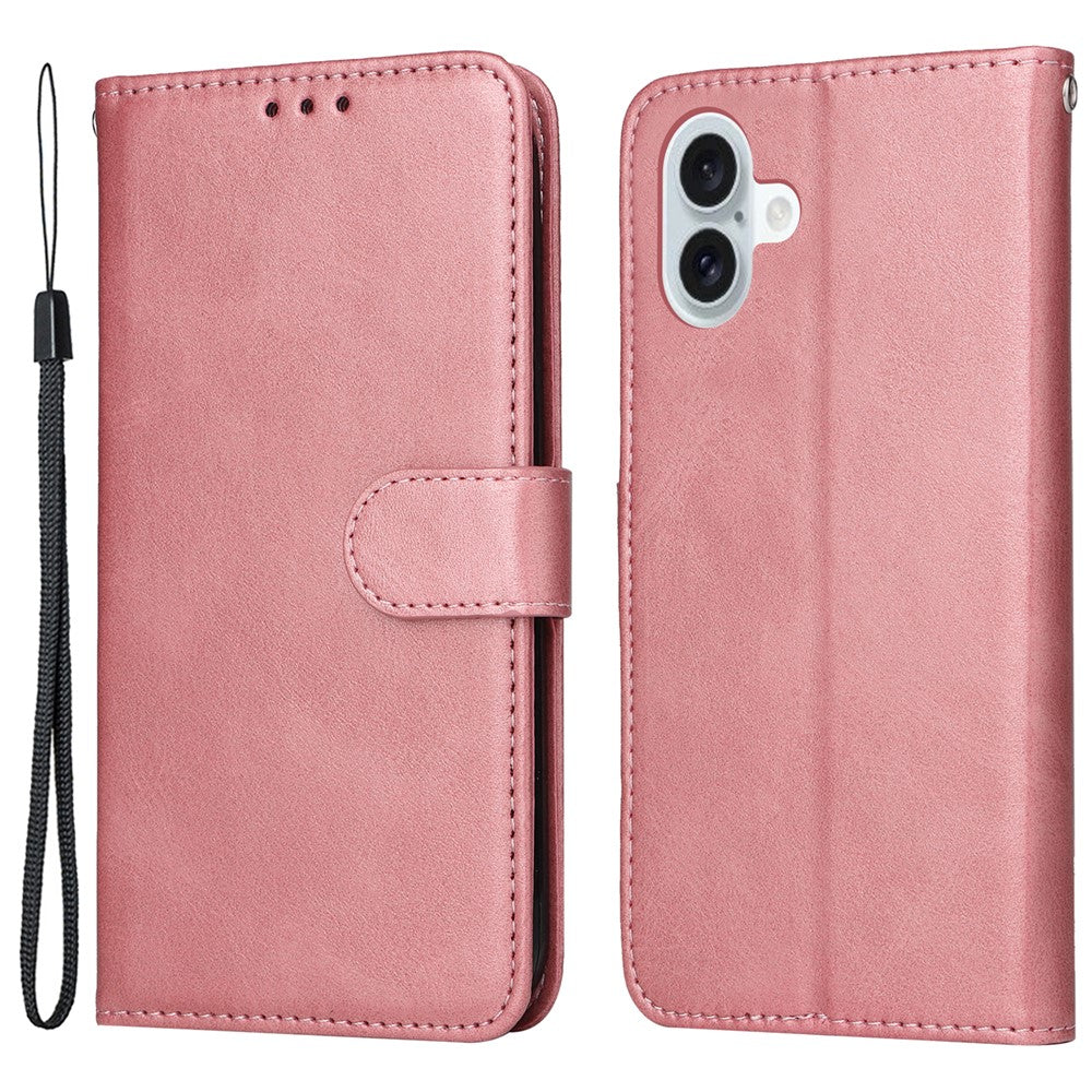 Til iPhone 16 Plus Læderpungcover Kalveskindsstruktur Magnetisk Lås Mobiltelefoncover