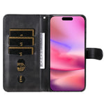 For iPhone 16 Case Zipper Pocket Wallet Shockproof PU Leather Phone Cover