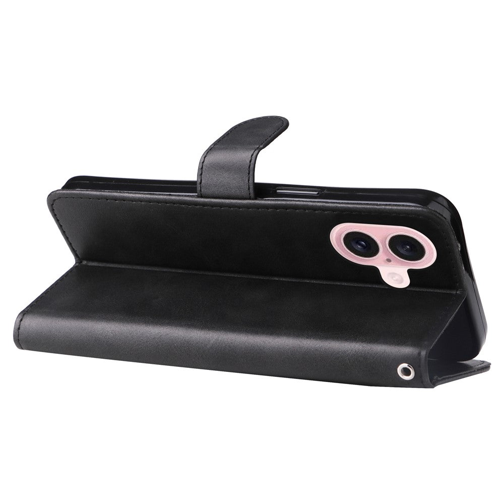 For iPhone 16 Case Zipper Pocket Wallet Shockproof PU Leather Phone Cover