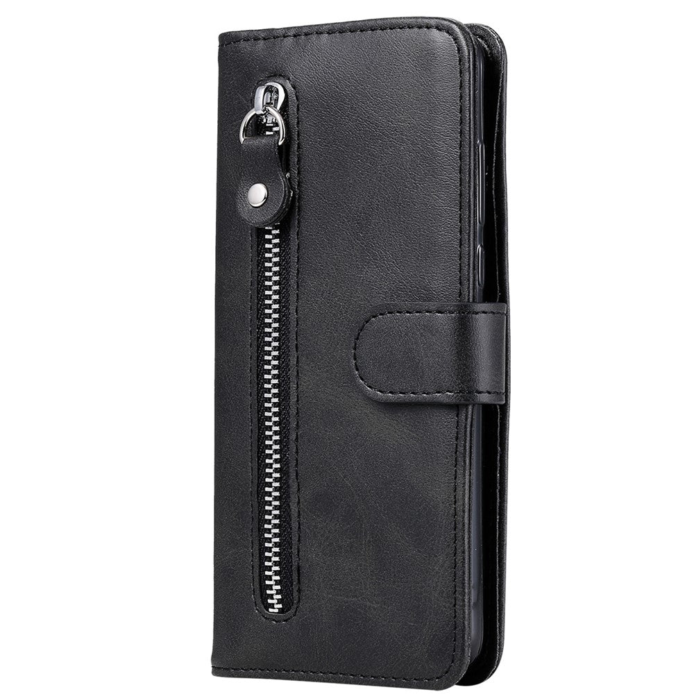 For iPhone 16 Case Zipper Pocket Wallet Shockproof PU Leather Phone Cover