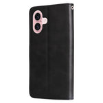 For iPhone 16 Case Zipper Pocket Wallet Shockproof PU Leather Phone Cover
