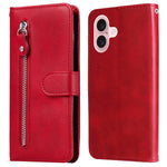 For iPhone 16 Case Zipper Pocket Wallet Shockproof PU Leather Phone Cover