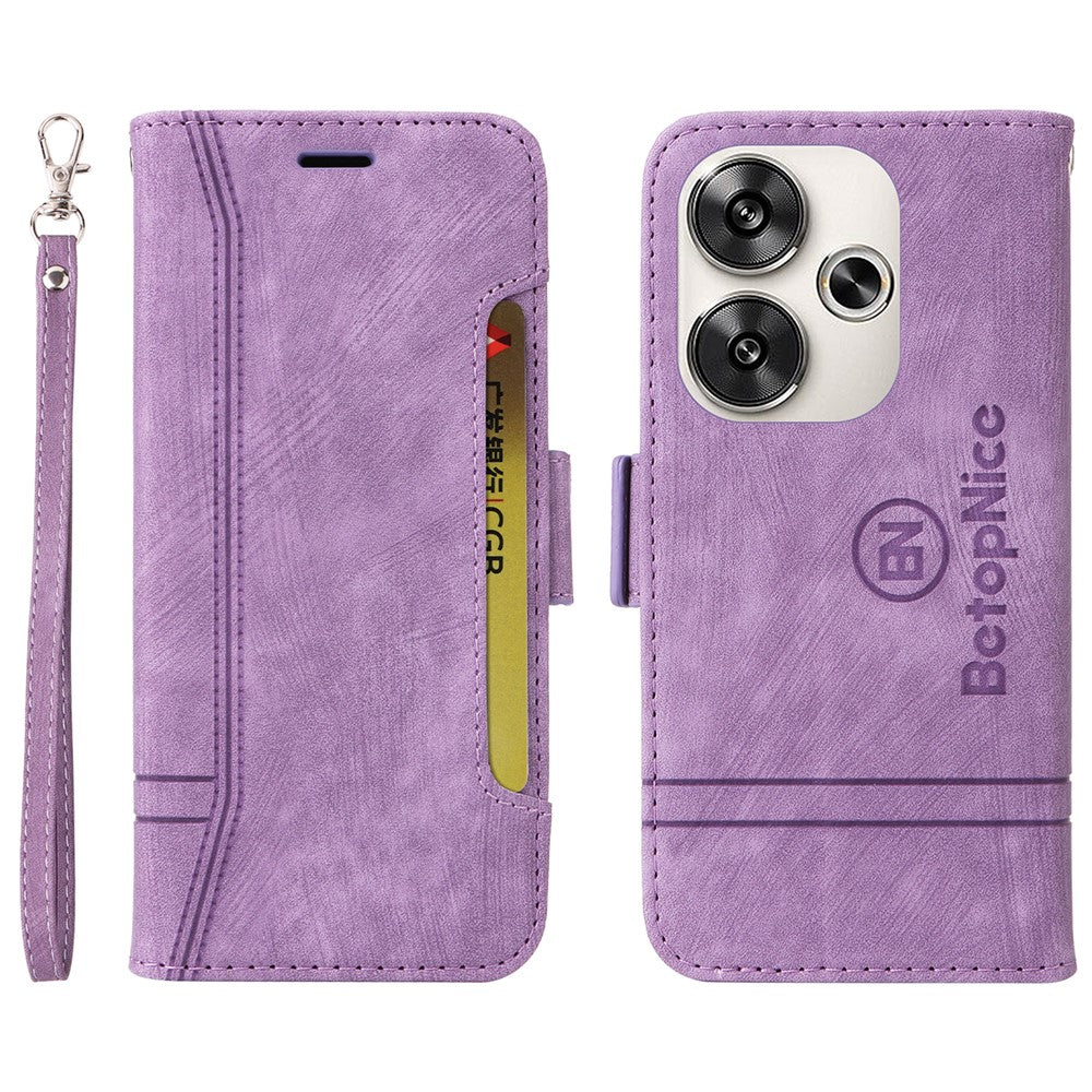 BETOPNICE 001 för Xiaomi Redmi Turbo 3 5G / Poco F6 5G-skal, handväska, läder, flipfodral, mobilskydd