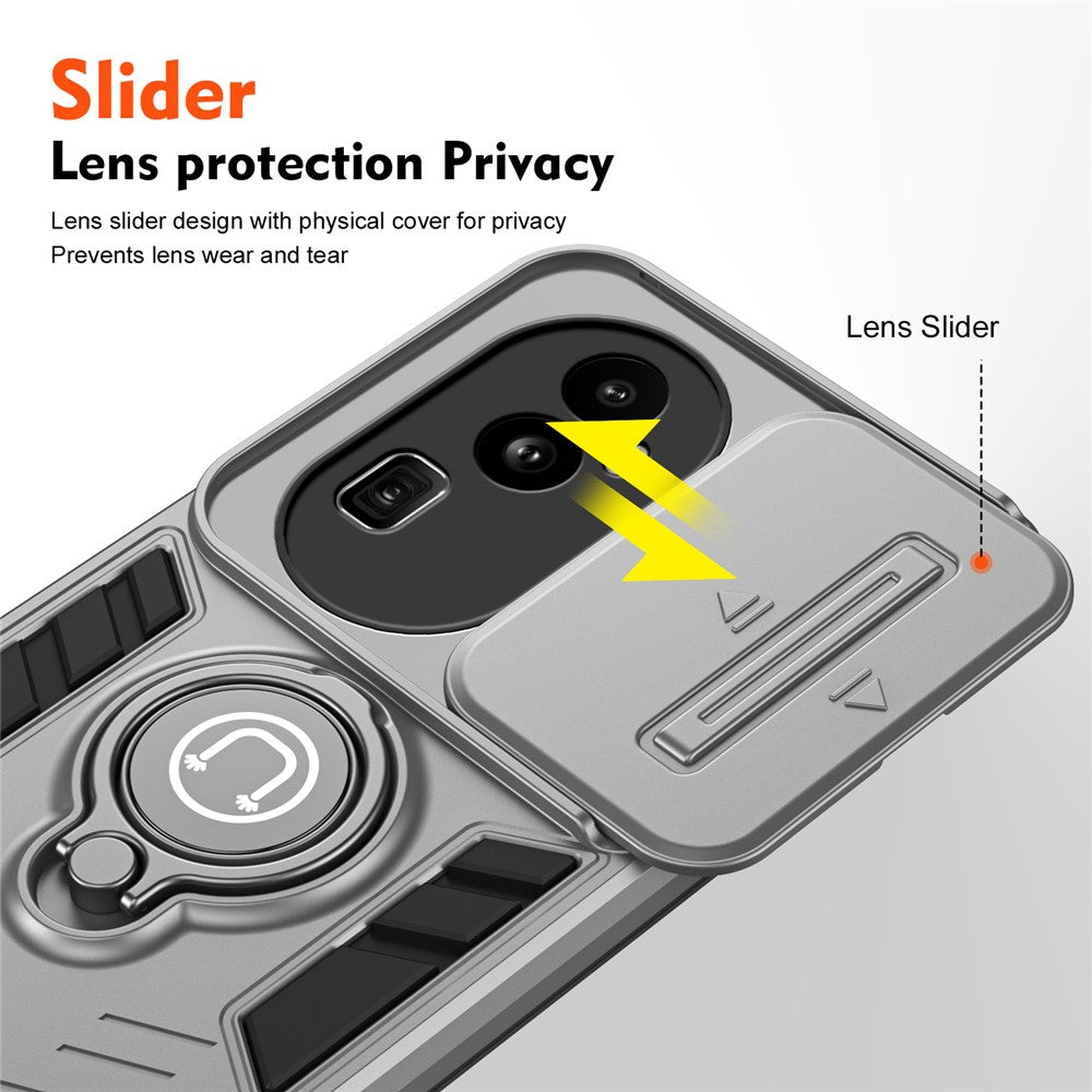 For Oppo Reno10 Pro+ 5G Case Ring Kickstand Camshield PC+TPU Phone Cover