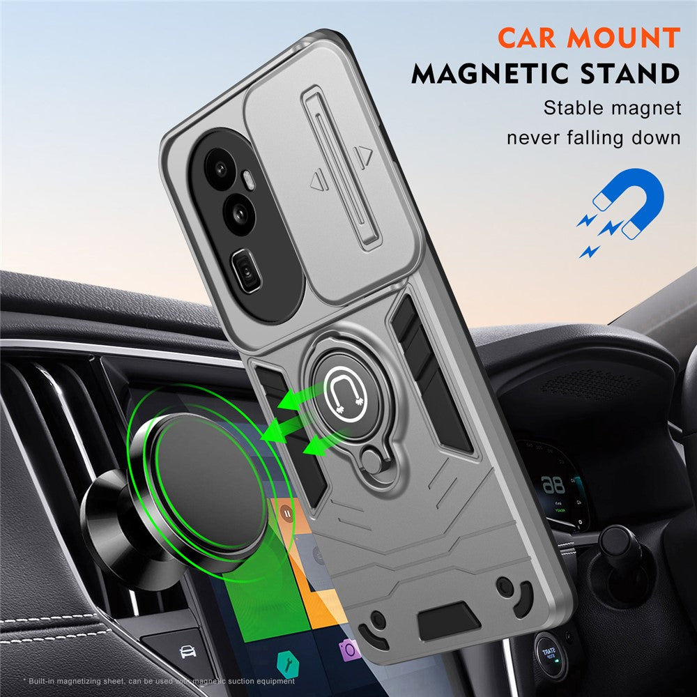 For Oppo Reno10 Pro+ 5G Case Ring Kickstand Camshield PC+TPU Phone Cover