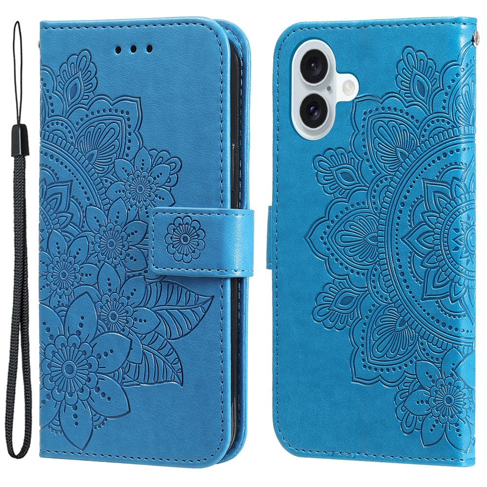 For iPhone 16 Case Floral Pattern PU Leather Wallet Stand Phone Cover