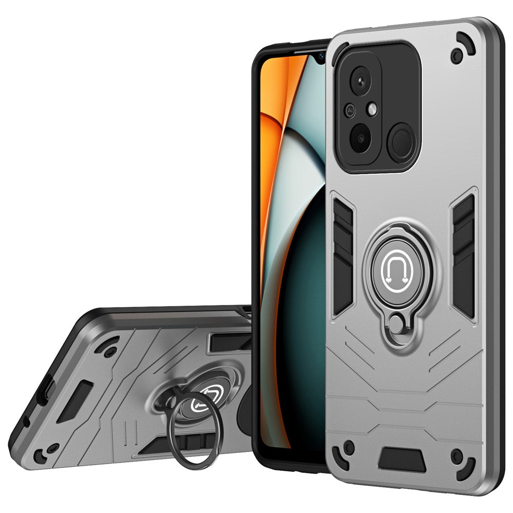 For Xiaomi Poco C55 4G / Redmi 12C 4G Slim-Fit Phone Case PC+TPU+Metal Kickstand Phone Cover