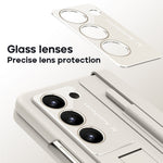 For Samsung Galaxy Z Fold6 5G Case Hinge Protection Leather Back Cover with Front Screen Film / Stylus