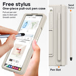 For Samsung Galaxy Z Fold6 5G Case Hinge Protection Leather Back Cover with Front Screen Film / Stylus