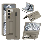 For Samsung Galaxy Z Fold6 5G Case Hinge Protection Leather Back Cover with Front Screen Film / Stylus