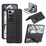 For Samsung Galaxy Z Fold6 5G Case Hinge Protection Leather Back Cover with Front Screen Film / Stylus