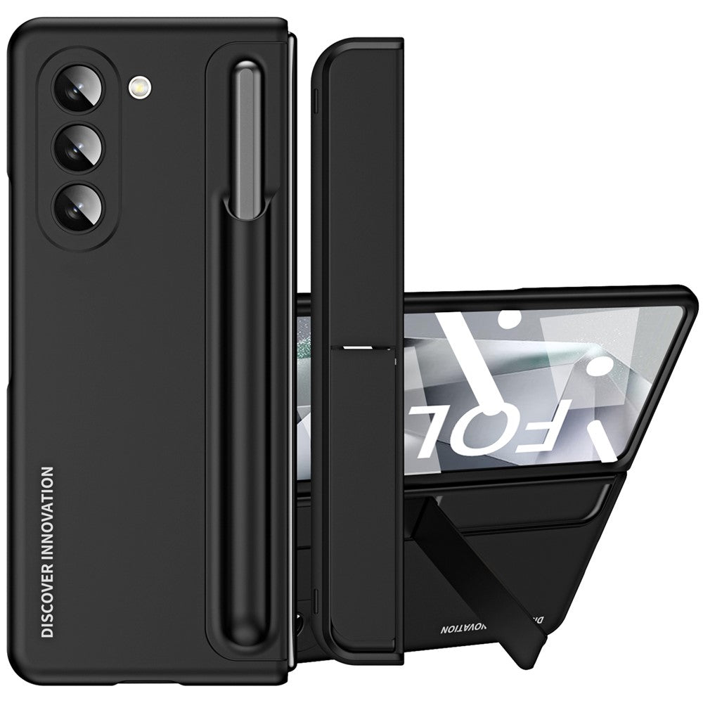 For Samsung Galaxy Z Fold6 5G Case Hidden Kickstand Hard PC Phone Cover with Screen Film / Stylus