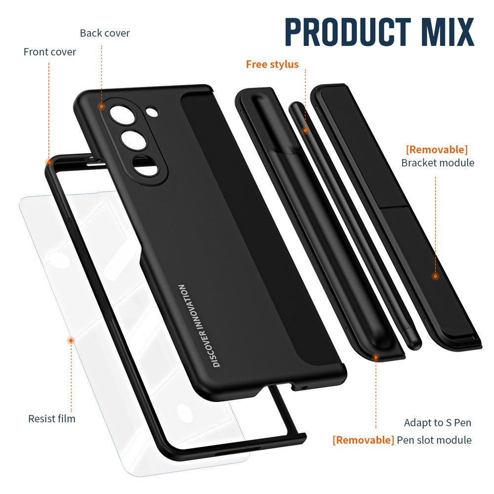 For Samsung Galaxy Z Fold6 5G Case Hidden Kickstand Hard PC Phone Cover with Screen Film / Stylus