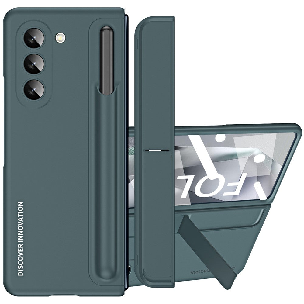 For Samsung Galaxy Z Fold6 5G Case Hidden Kickstand Hard PC Phone Cover with Screen Film / Stylus