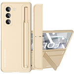 For Samsung Galaxy Z Fold6 5G Case Hidden Kickstand Hard PC Phone Cover with Screen Film / Stylus