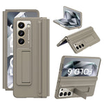 Til Samsung Galaxy Z Fold6 5G Etui Hængsel Læder+PC Stander Telefoncover med Hærdet Glasfilm