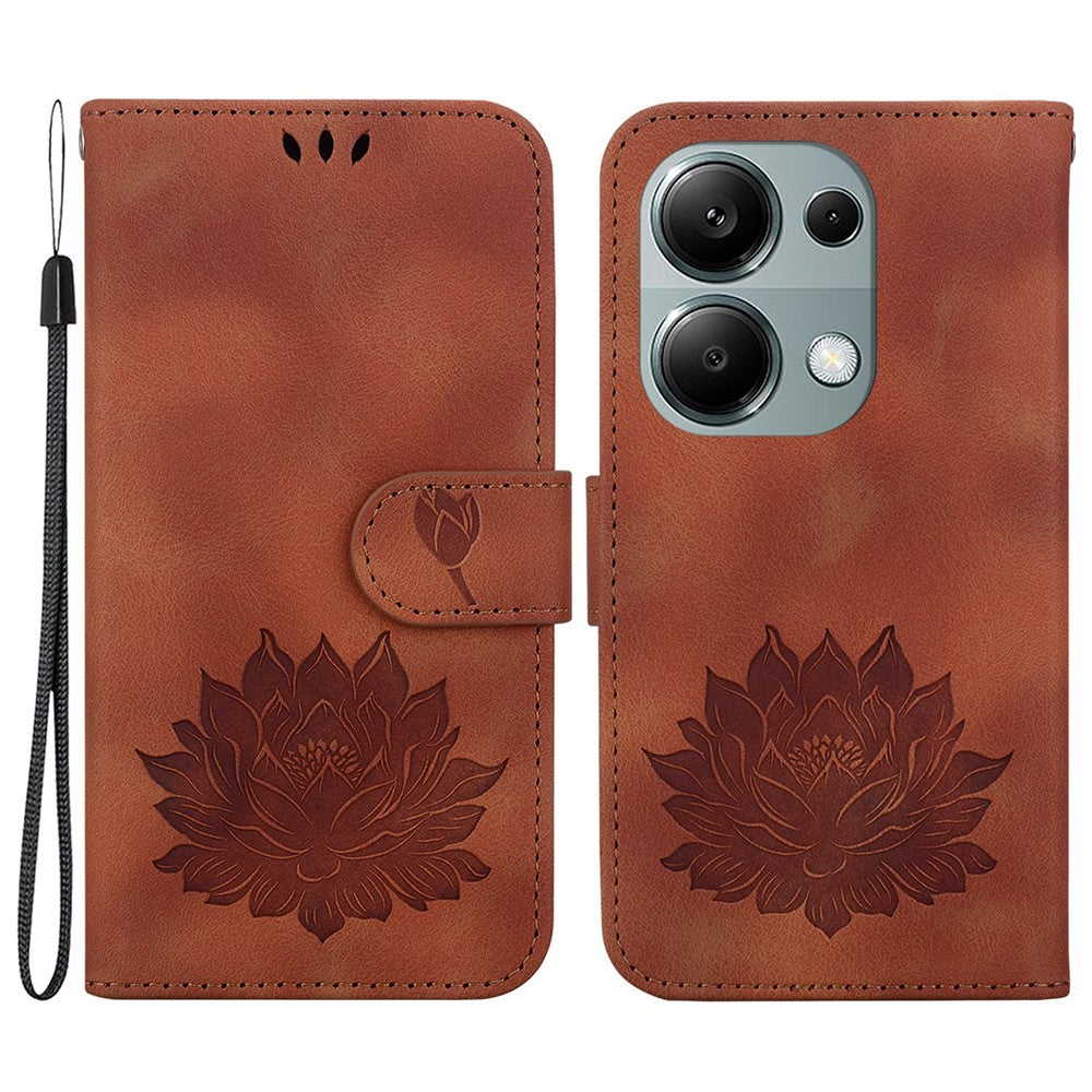 For Xiaomi Redmi Note 13 Pro 4G / Poco M6 Pro 4G Case Lotus Pattern Leather Phone Cover with Card Slots