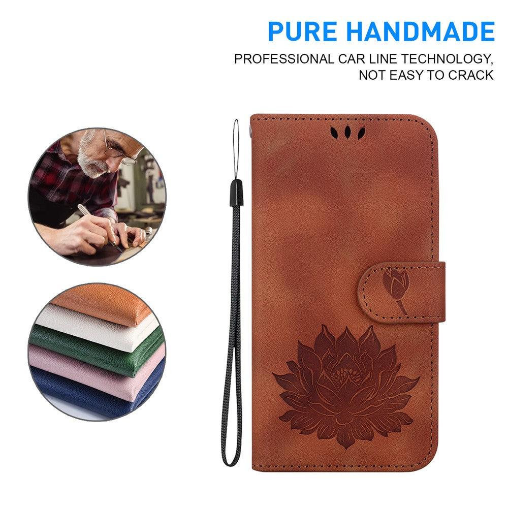 For Xiaomi Redmi Note 13 Pro 4G / Poco M6 Pro 4G Case Lotus Pattern Leather Phone Cover with Card Slots