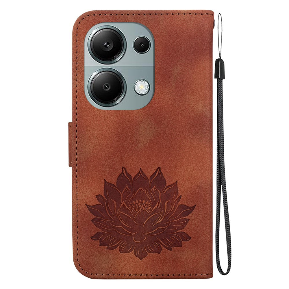 For Xiaomi Redmi Note 13 Pro 4G / Poco M6 Pro 4G Case Lotus Pattern Leather Phone Cover with Card Slots