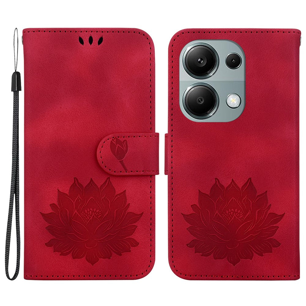 For Xiaomi Redmi Note 13 Pro 4G / Poco M6 Pro 4G Case Lotus Pattern Leather Phone Cover with Card Slots