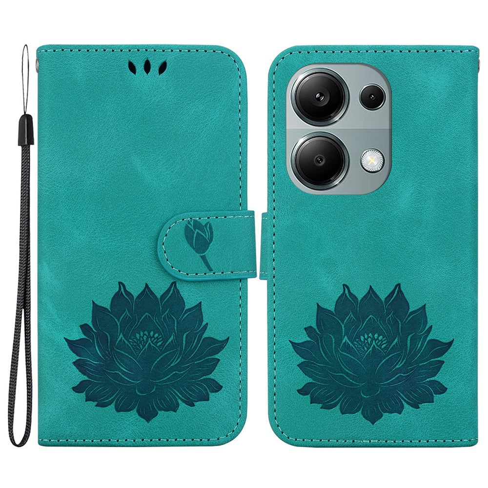 For Xiaomi Redmi Note 13 Pro 4G / Poco M6 Pro 4G Case Lotus Pattern Leather Phone Cover with Card Slots