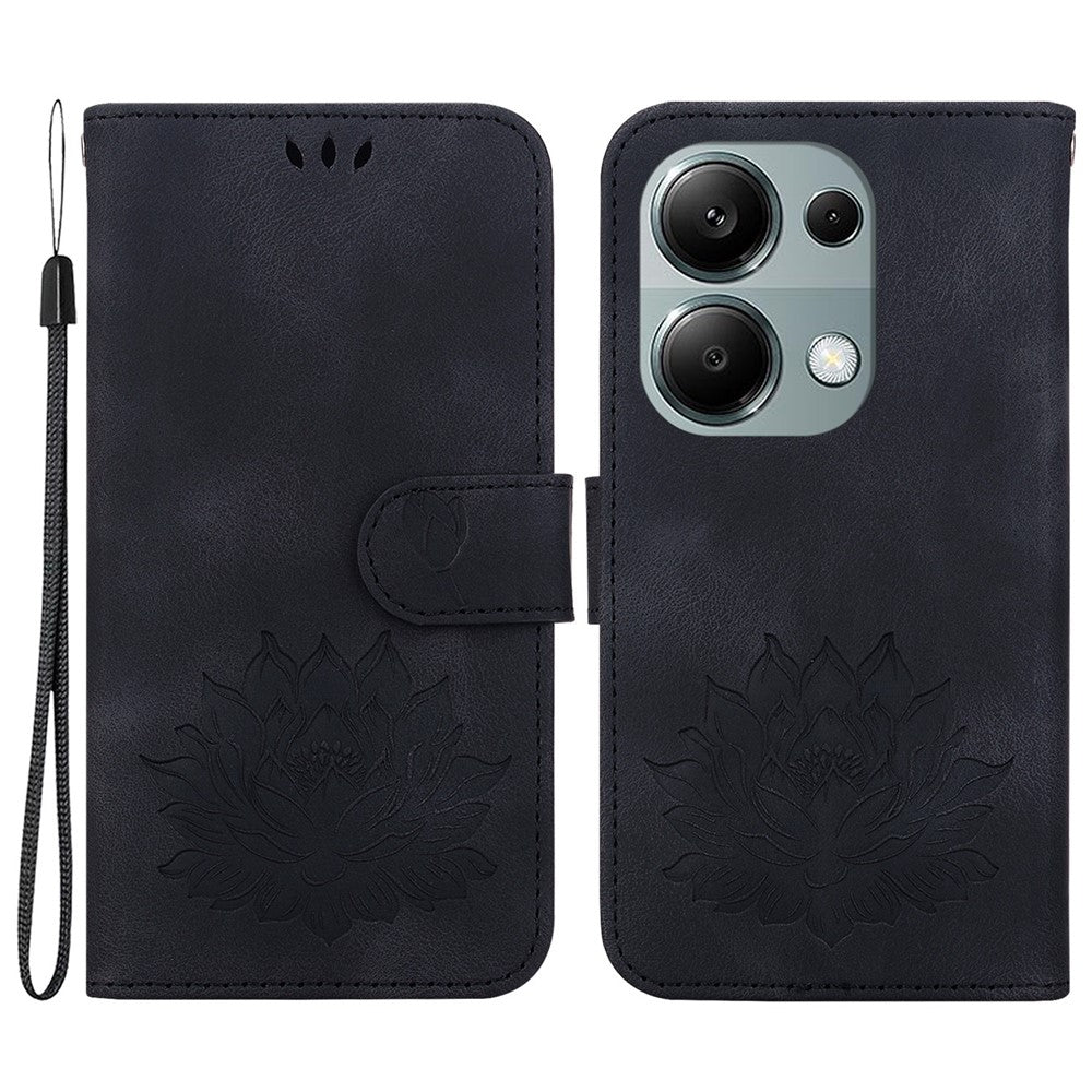 For Xiaomi Redmi Note 13 Pro 4G / Poco M6 Pro 4G Case Lotus Pattern Leather Phone Cover with Card Slots