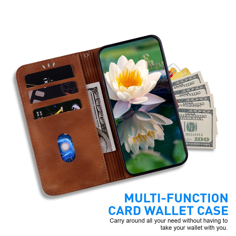 For Xiaomi Redmi Note 13 4G Wallet Case Lotus Pattern Leather Protective Phone Cover