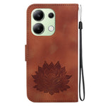 For Xiaomi Redmi Note 13 4G Wallet Case Lotus Pattern Leather Protective Phone Cover