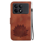 For Xiaomi Redmi K70E 5G / Poco X6 Pro 5G Case Leather Phone Cover Stand Hand Strap Lotus Pattern
