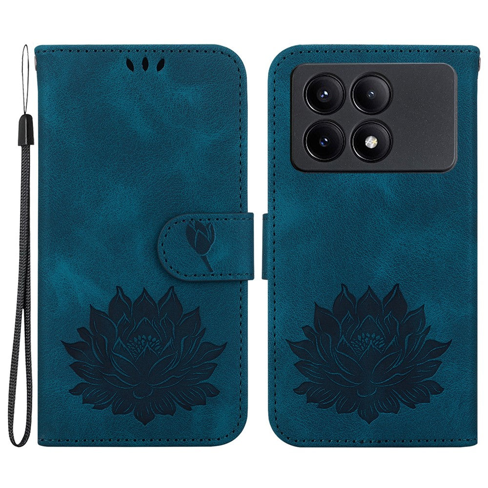 For Xiaomi Redmi K70E 5G / Poco X6 Pro 5G Case Leather Phone Cover Stand Hand Strap Lotus Pattern
